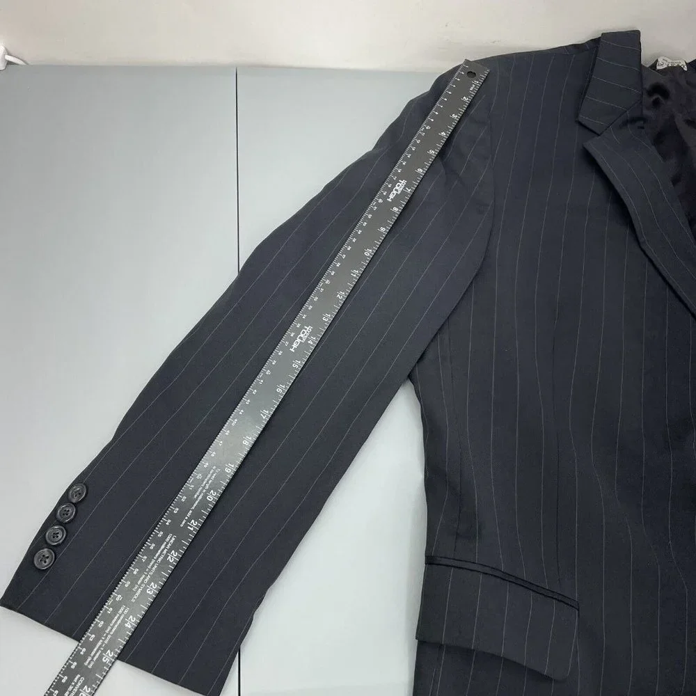 Jos A Bank Blazer Sport Coat Suit Jacket Gordon Wool Striped Black Mens 50L